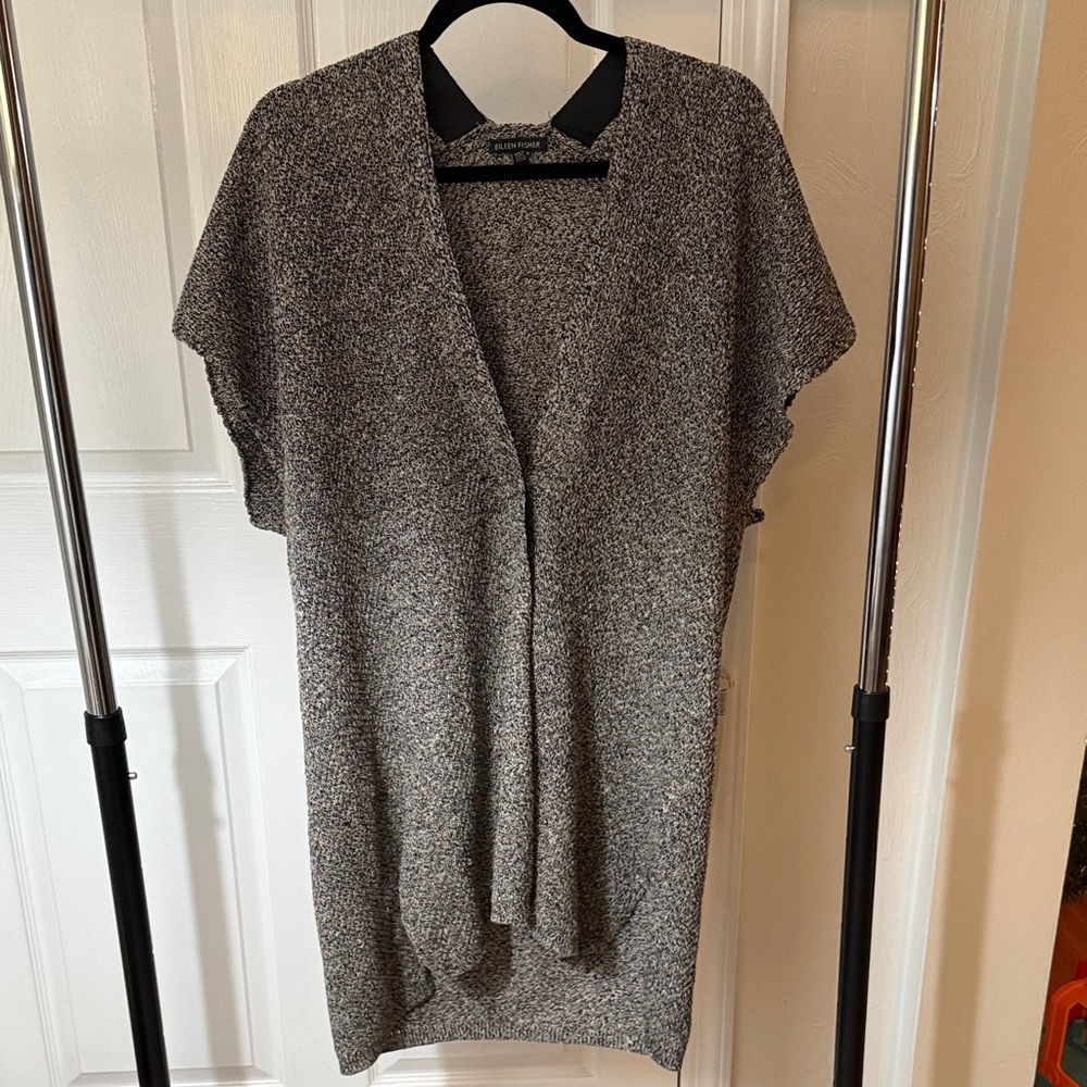 Eileen Fisher Organic Linen and Wool Open-Front Kimono
